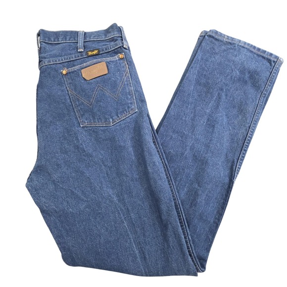 Wrangler Jeans Mens Blue Denim Straight Leg Classic Western W Stitch Five Pocket - Picture 1 of 5